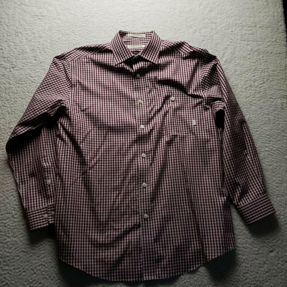 Orvis Shirt Mens Large Red Check Long Sleeve 100% Cotton Button-Up Casual